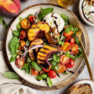 grilled peach and burrata salad