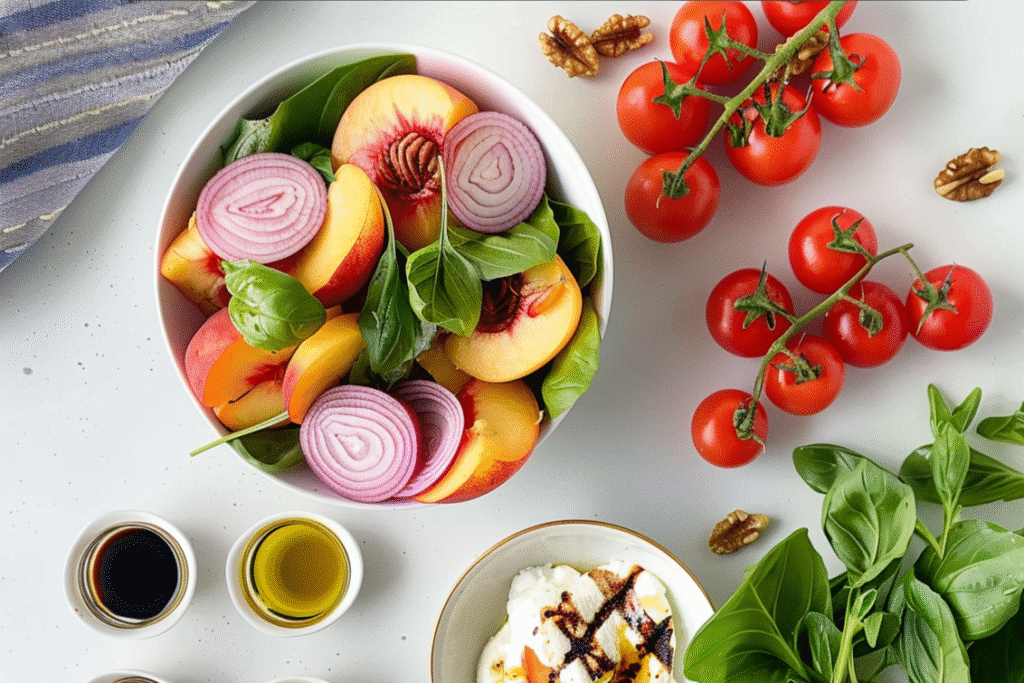 Grilled Peach and Burrata Salad: Sweet, Creamy & Irresistible 11 grilled peach and burrata salad ingredients