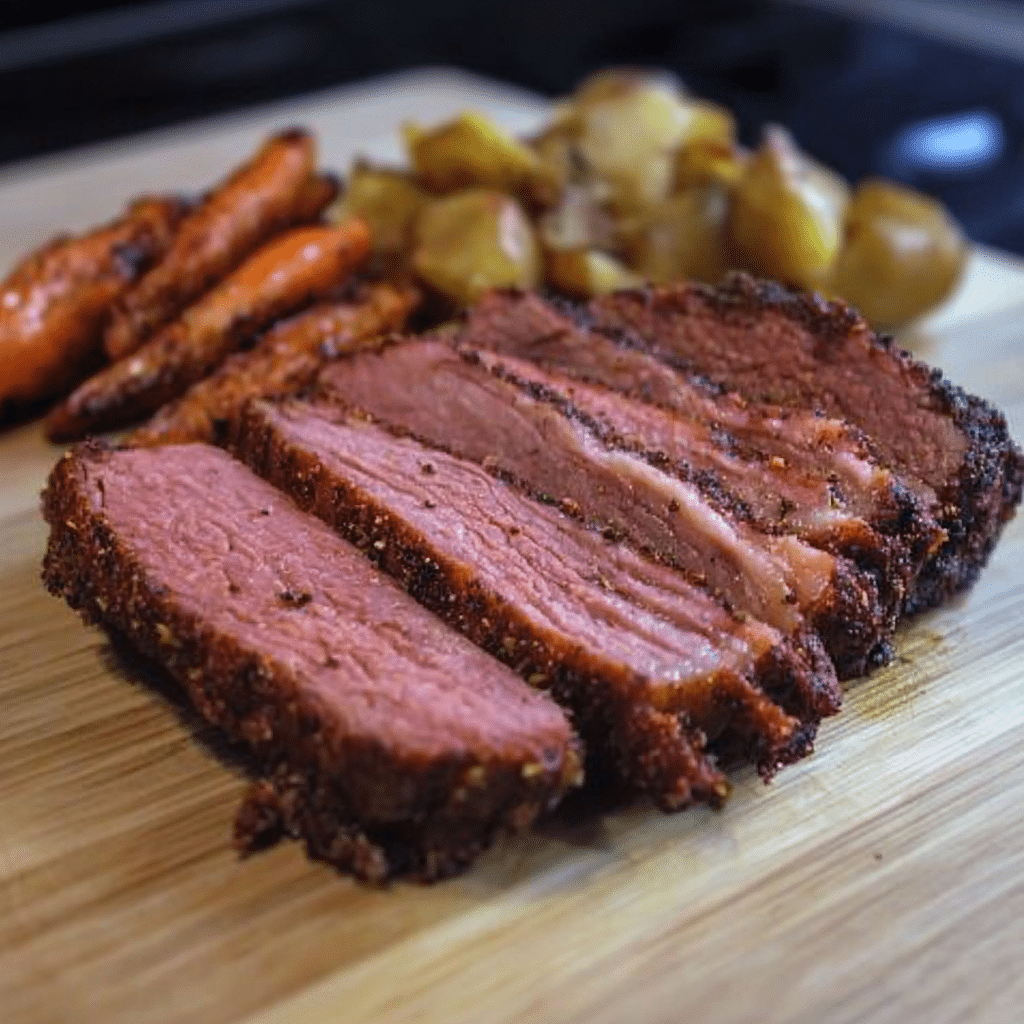 Corned Beef Brisket Smoked to Perfection: A Backyard BBQ Classic 13 sliced smoked corned beef brisket