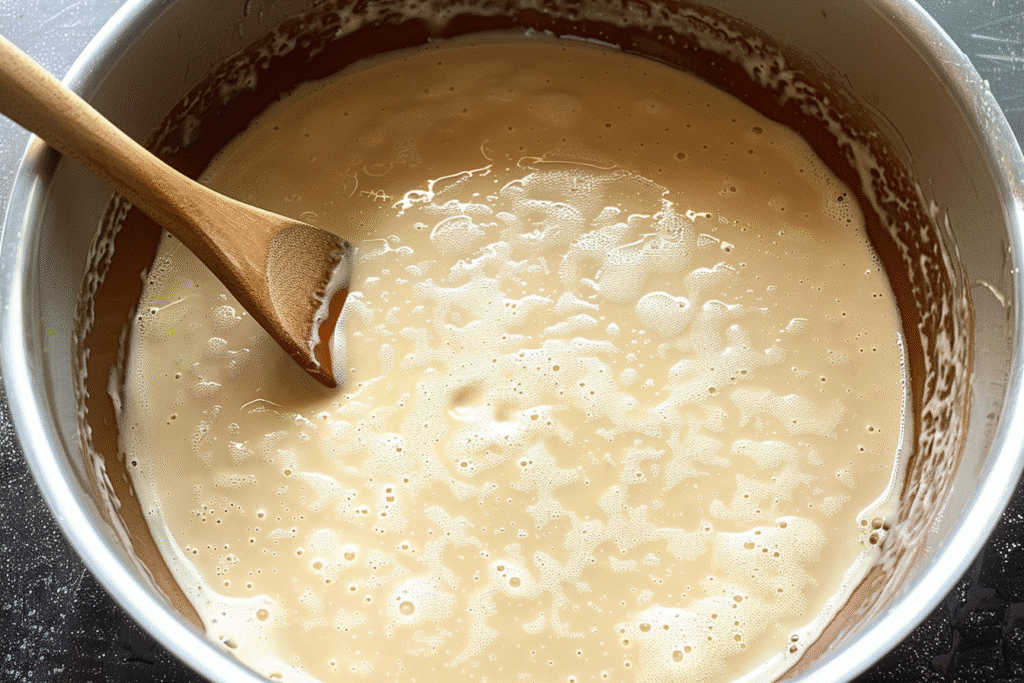 Vegan Protein Pancakes: Fluffy, Filling, and Plant-Powered Every Time 9 Stirring vegan protein pancake batter in a mixing bowl